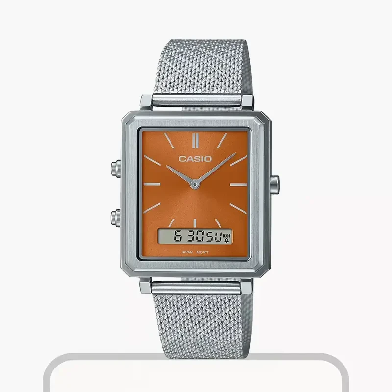 Casio Enticer Dual Time Tiger Orange Dial Watch | MTP-B205M-5E